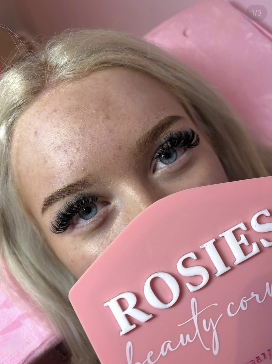 Close-up of a dense volume lash set